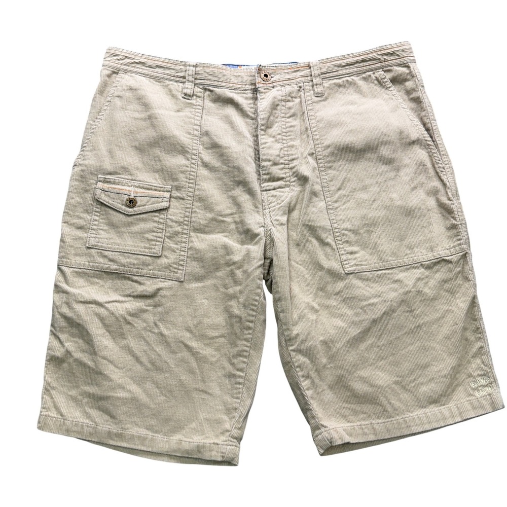 Katin Kanvas Corduroy Shorts Mens 36 Beige Khaki Cargo Pocket Casual Surf